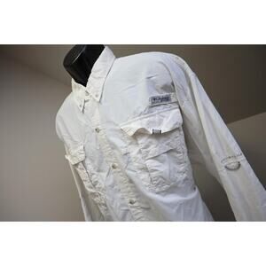 Columbia Vented Fishing Shirt PFG Long Sleeve Omni-Shade White Mens Sz XL